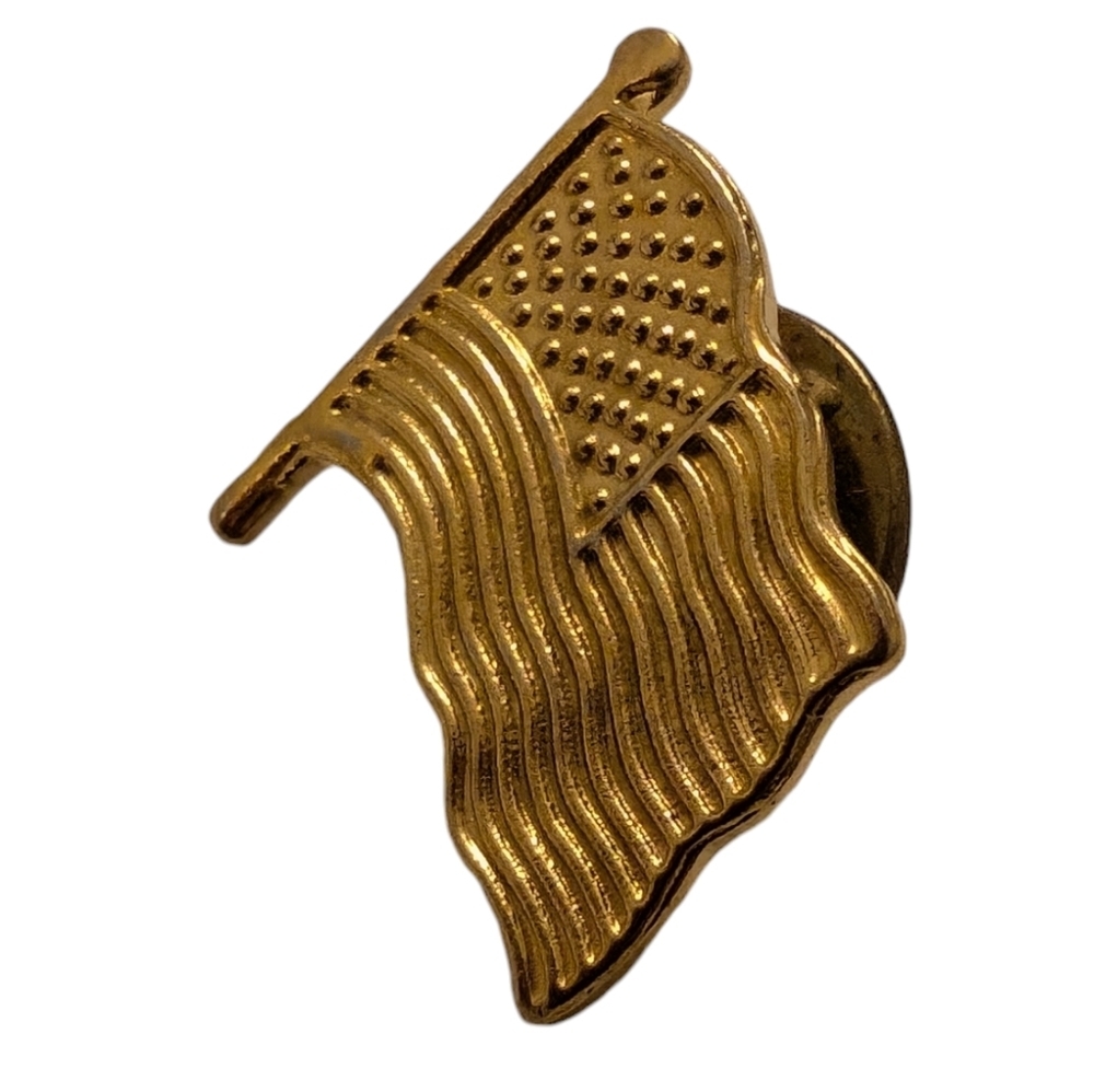 VINTAGE Flag Lapel Pin USA American Gold Stars Stripes